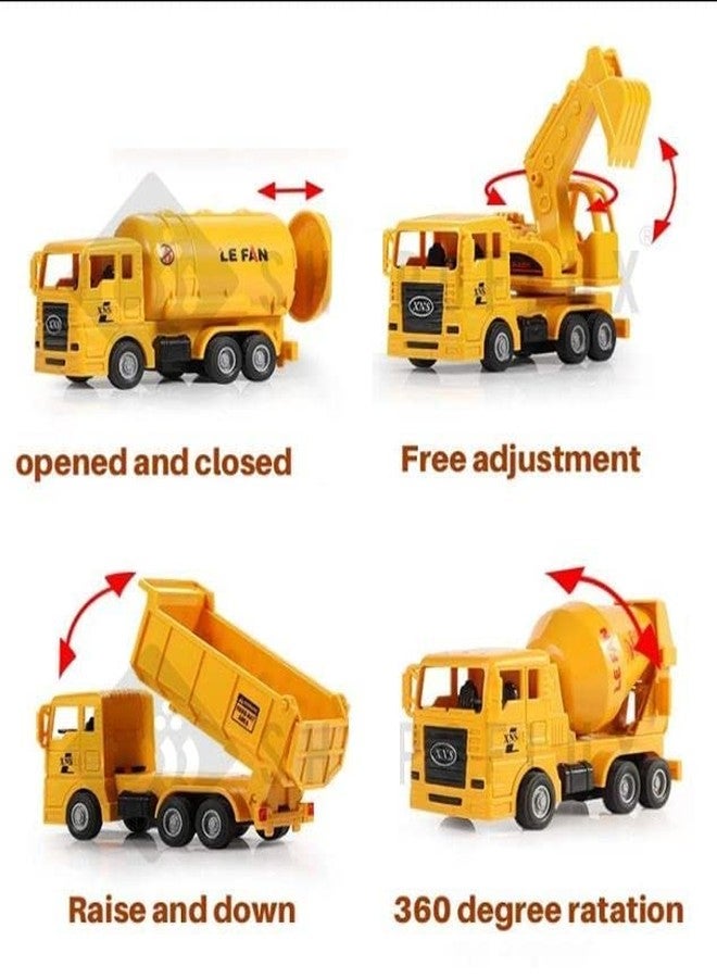 Hemtik Unbreakable Excavator, Mixture, Dumper & Tank Construction Engineering Toy Vehicle for Children (Pack of 4)(Yellow) - Image 5
